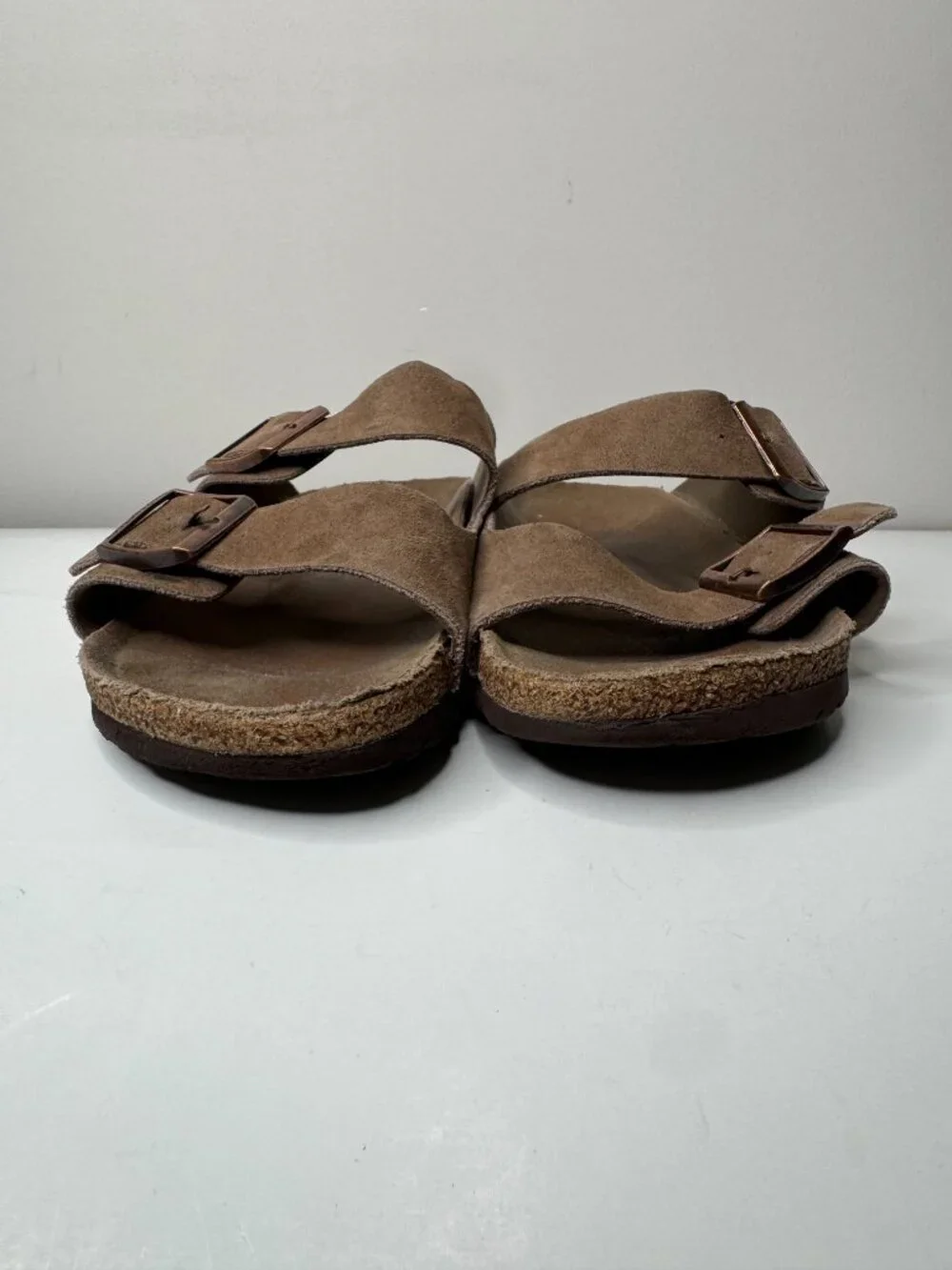 Birkenstock Arizona Suede Slides EU40 Brown Double Strap Adjustable Womens 9 Men